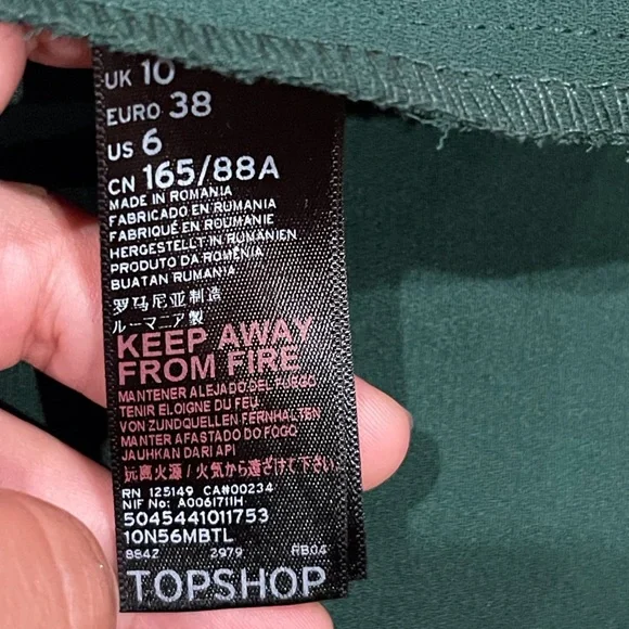 Topshop Dark Green Long Sleeve Dress - Picture 12 of 14